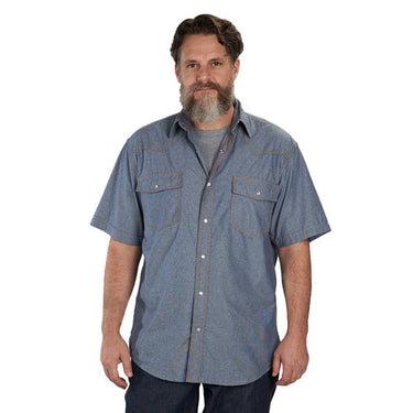 Key Brand Chambray Short Sleeve Western Shirt (Blue Chambray) Size XXL