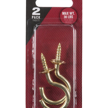 Ace Small Bright Brass Brass 2.0625 in. L Cup Hook 30 lb 1 pk