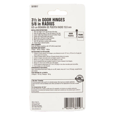 Ace 3-1/2 in. L Satin Brass Residential Door Hinge 3 pk