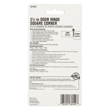 Ace 3-1/2 in. L Satin Nickel Residential Door Hinge 1 pk