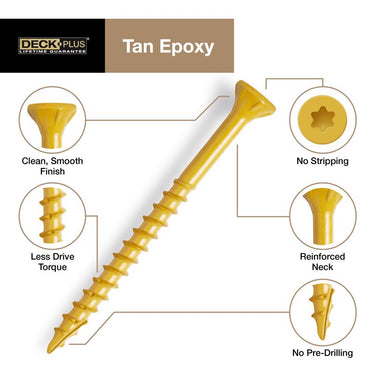 HILLMAN Deck Plus No. 8 Ga. X 1-5/8 in. L Tan Star Flat Head Exterior Deck Screws 5 lb 735 pk
