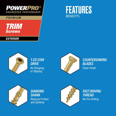 HILLMAN Power Pro No. 8 X 2-1/2 in. L Star Coarse Trim Screws 50 pk