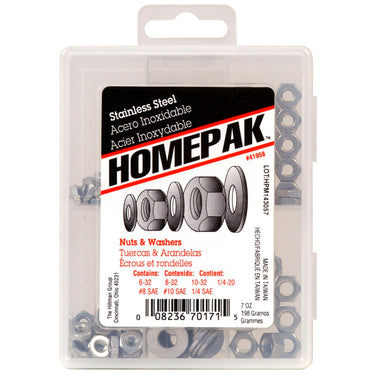 HILLMAN Assorted in. Stainless Steel SAE Nuts and Washers Kit 100 pk