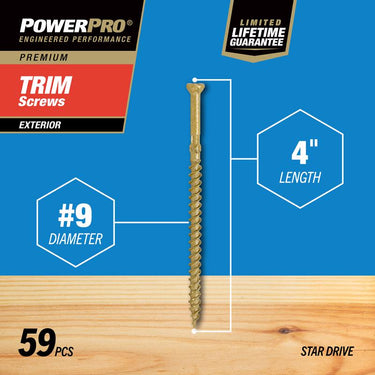 HILLMAN Power Pro No. 9 X 4 in. L Star Coarse Trim Screws 59 pk