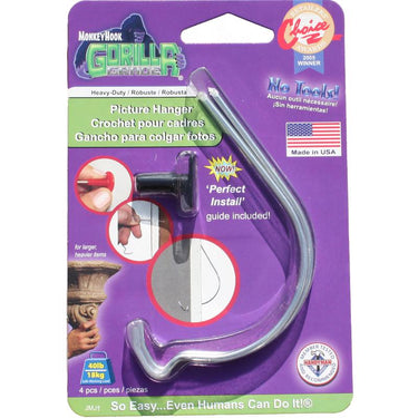 HILLMAN Gorilla Grade Galvanized Silver Picture Hanger 40 lb 2 pk
