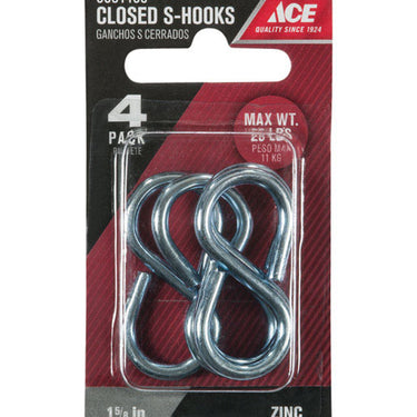 Ace Small Zinc-Plated Silver Steel 1.625 in. L Eight Hook 25 lb 1 pk