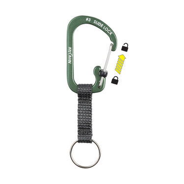 Nite Ize SlideLock Aluminum Olive Locking Carabiner Key Ring