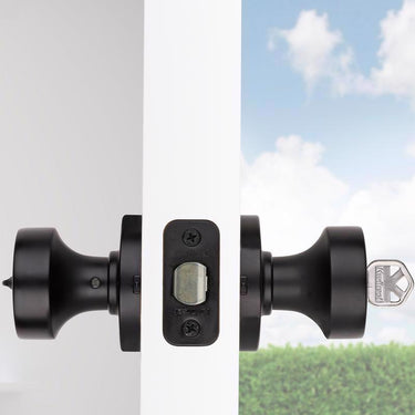 Kwikset Signature Series Pismo Matte Black Entry Door Knob KW1 2-1/4 in.