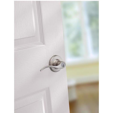 Kwikset SmartKey Security Balboa Wave Satin Nickel Entry Lever KW1 2-3/4 in.