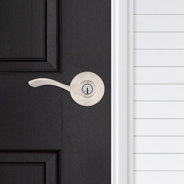 Kwikset SmartKey Security Balboa Wave Satin Nickel Entry Lever KW1 2-3/4 in.