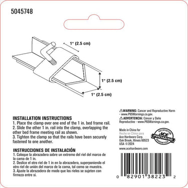 Ace Silver Steel Bed Frame Clamp 1 in. L