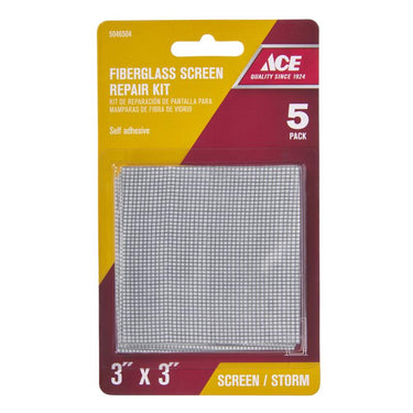 Ace Gray Fiberglass Screen Repair Patch 3 in. W X 3 in. L 5 pk