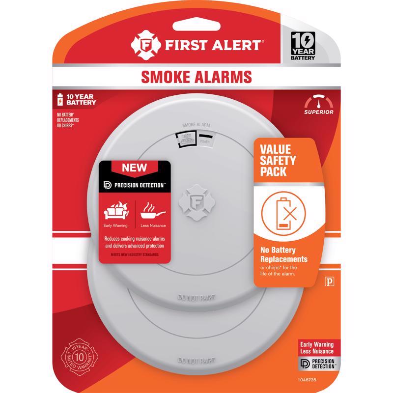 Load image into Gallery viewer, First Alert 2 Pack 10 year Battery-Powered Photoelectric Smoke Detector 2 pk
