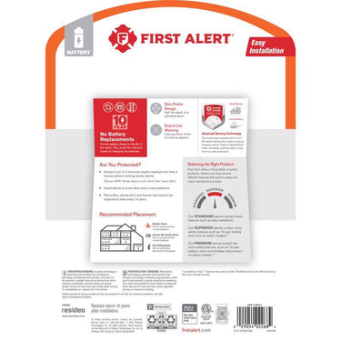 First Alert 2 Pack 10 year Battery-Powered Photoelectric Smoke Detector 2 pk