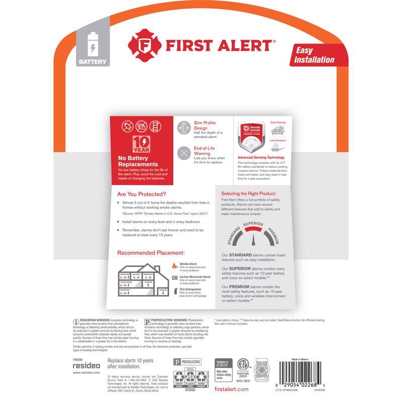 Load image into Gallery viewer, First Alert 2 Pack 10 year Battery-Powered Photoelectric Smoke Detector 2 pk
