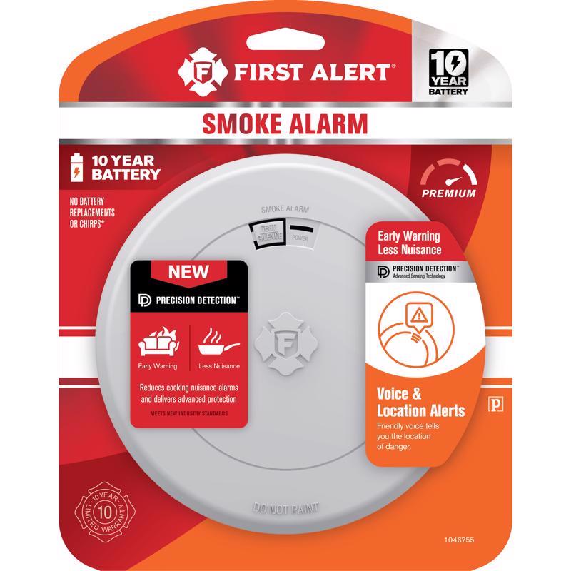 Load image into Gallery viewer, First Alert 10 Year Voice and Location Battery-Powered Photoelectric Smoke Detector 1 pk
