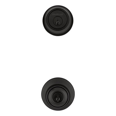 Kwikset Polo Traditional Matte Black Deadbolt and Entry Door Knob 1-3/4 in.