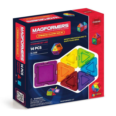 Magformers Solids Clear Rainbow 14-Piece Magnetic Construction Set