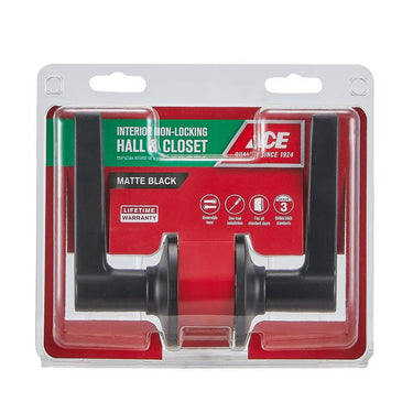 Ace Flat Lever Matte Black Passage Lockset 1-3/4 in.