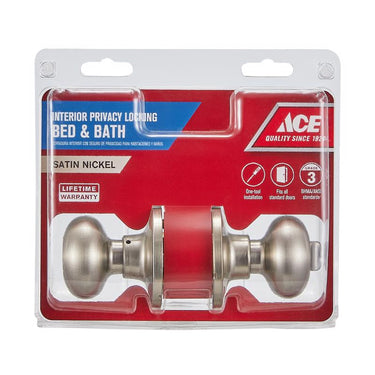 Ace Colonial Knob Satin Nickel Privacy Lockset 1-3/4 in.