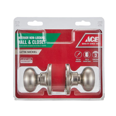 Ace Colonial Knob Satin Nickel Passage Lockset 1-3/4 in.