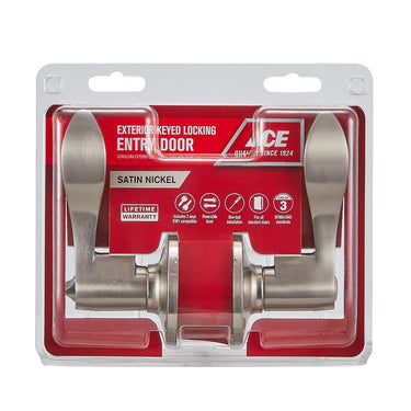 Ace Wave Lever Satin Nickel Entry Lever KW1 1-3/4 in.