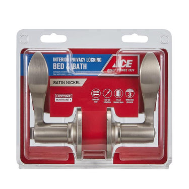 Ace Wave Lever Satin Nickel Privacy Lockset 1.75 in.