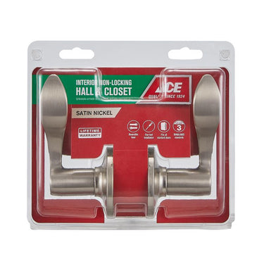 Ace Wave Lever Satin Nickel Passage Lockset 1-3/4 in.