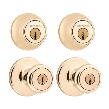 Kwikset Tylo Polished Brass Double Entry Door Kit 1-3/4 in.