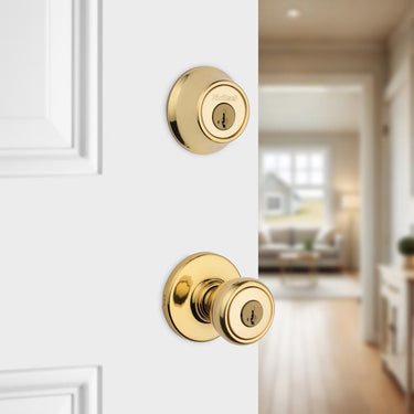 Kwikset Tylo Polished Brass Double Entry Door Kit 1-3/4 in.