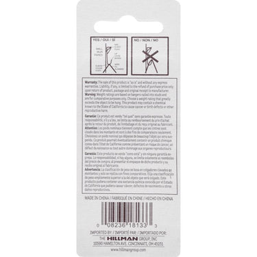 HILLMAN Zinc Silver Conventional Picture Hanger 20 lb 1 pk