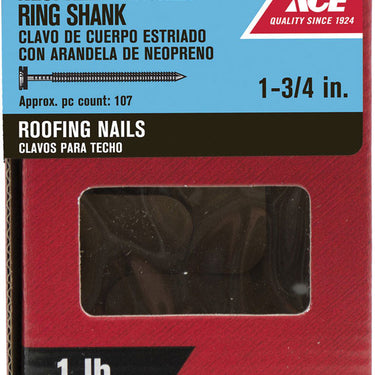 Ace 1-3/4 in. Roofing Galvanized Steel Nail Round Head 1 lb