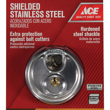 Ace 2-3/4 in. H X 2-3/4 in. W X 1-1/16 in. L Stainless Steel 4-Pin Cylinder Shrouded Padlock