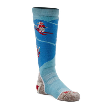 Fox River Kid's Monkey'n Around Medium Weight Over-the-Calf Ski and Snowboard Sock (Blue) Size M