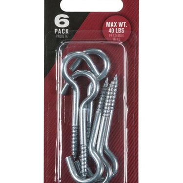 Ace Medium Zinc-Plated Silver Steel 2-1/8 in. L Ceiling Hook 40 lb 6 pk