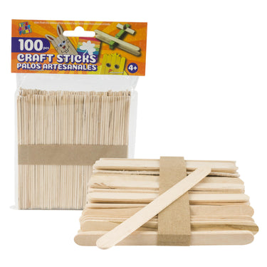 It's Just Fun!! Natural Wooden Craft Sticks - 100 Pieces - Small