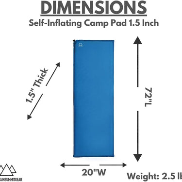 Caddis Self-Inflating Camp Pad - 1.5 Inches Thick