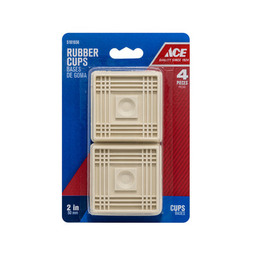 Ace Rubber Furniture Cups White Square 2 in. W X 2 in. L 4 pk