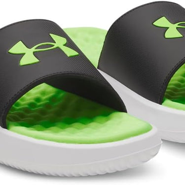 Under Armour Ignite Pro 8 Fixed Strap Men's Slides (Black/White/Hyper Green) Size 12