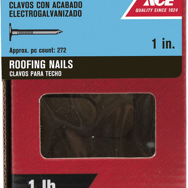 Ace 1 in. Roofing Electro-Galvanized Steel Nail Large Head 1 lb