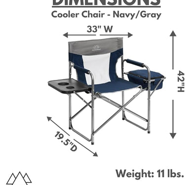 Foldable Cooler Chair with Attached Side Table for Camping/Hiking/Backpacking by Caddis Sports - Navy