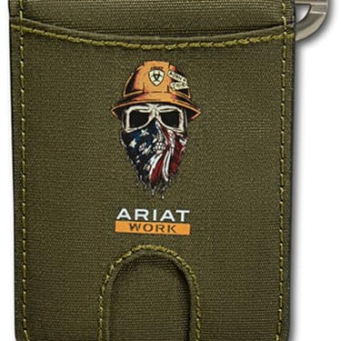 Ariat Me'ns Money Clip Bifold Workman Born Dark Green