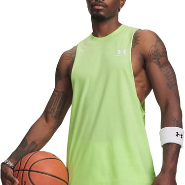 Under Armour Left Chest Cut-Off Men's Tank (Lumos Lime/White) Size L