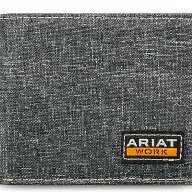 Ariat Men's Work Wallet Bifold Stacked Logo Woven Patch Grey