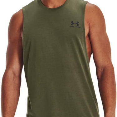 Under Armour Left Chest Cut-Off Men's Tank (Marine OD Green/Black) Size M