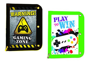 Inkology Gamer Binder Pencil Pouch 10.5" x 8.25" Black or Green (Assorted, Sold Separately)