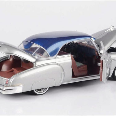 1950 Chevy Bel Air Lowrider Silver Metallic with Blue Metallic Top Get Low Series 1/24 Diecast Model Car