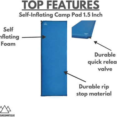 Caddis Self-Inflating Camp Pad - 1.5 Inches Thick
