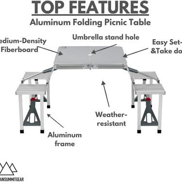 Mountain Summit Gear Aluminum Folding Picnic Table