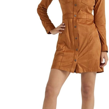 Wrangler Women's Western Vintage Snap Shirt Dress (Brown) Size L
